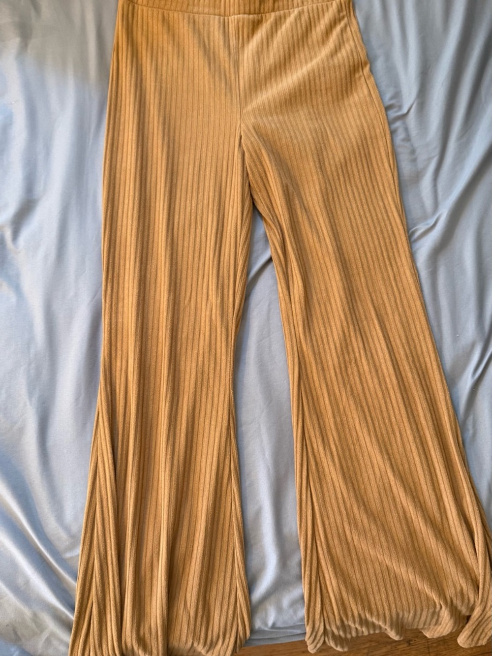 Ribbed Wide-Leg Pants in Camel